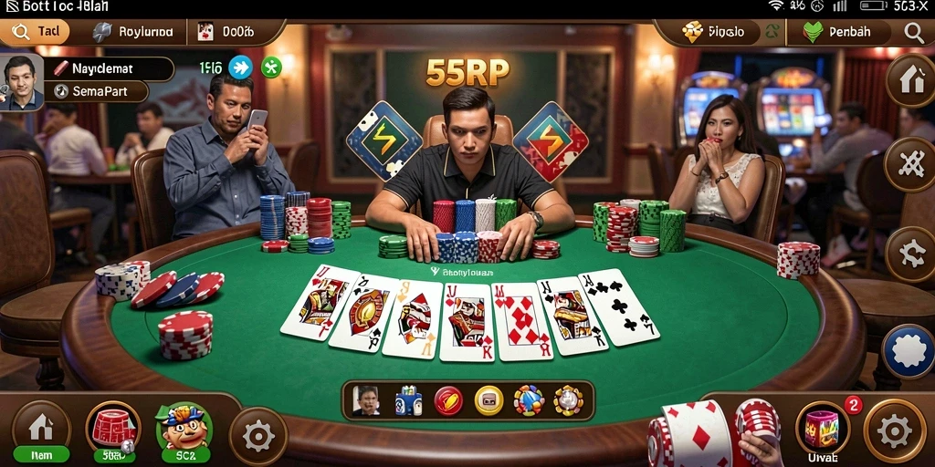 Tampilan interaktif gameplay Poker yang menantang