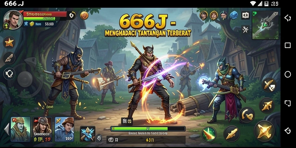 Screenshot utama 666J menampilkan pertempuran strategis yang intens.