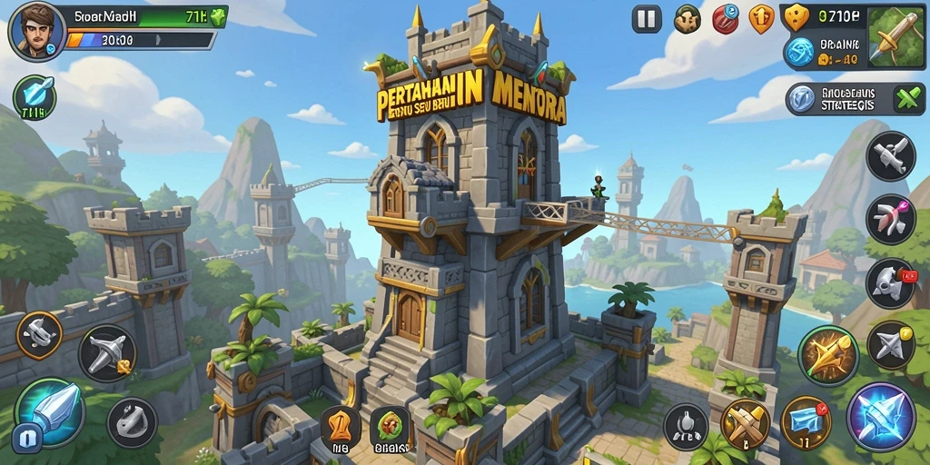 Screenshot utama 71H menampilkan aksi menara pertahanan yang seru dalam melawan musuh.