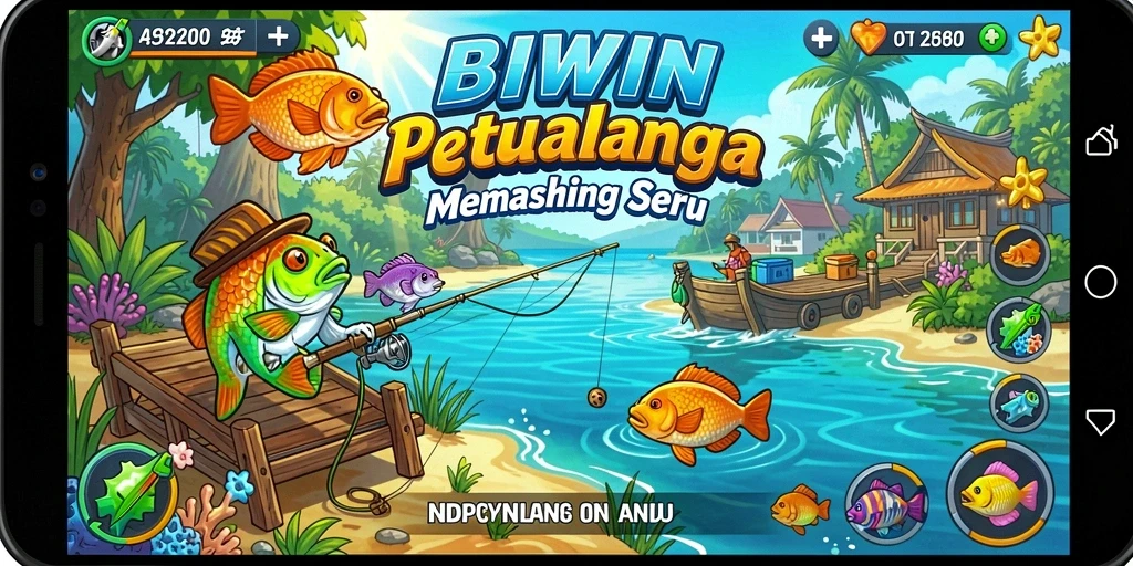 Tampilan gameplay seru di BIWIN saat menangkap ikan.