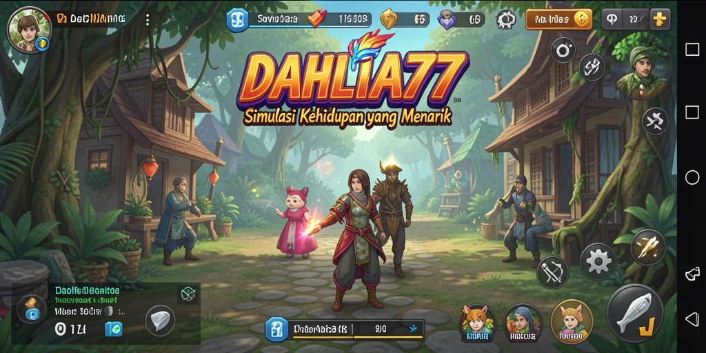Screenshot gameplay <strong>DAHLIA77</strong> yang menunjukkan aktivitas karakter dalam simulasi kehidupan.