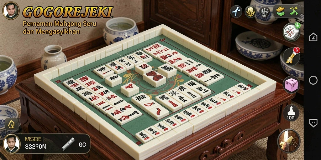 Screenshot gameplay Mahjong GOGOREJEKI yang menarik dan seru.
