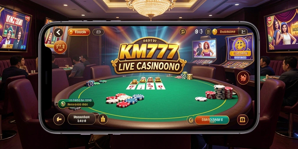 Screenshot KM777 menunjukkan pengalaman live casino yang mengesankan.