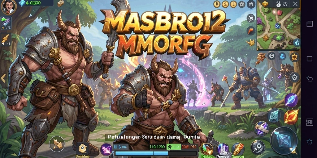 Tampilan gameplay seru dari <strong>MASBRO12</strong>, menunjukkan aksi pertempuran yang mendebarkan.
