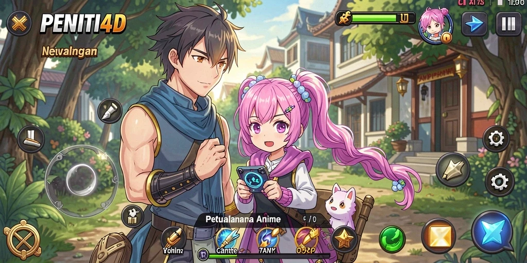 Screenshot utama PENITI4D menampilkan aksi seru dalam dunia Anime.