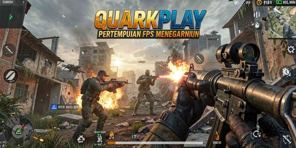 Gameplay intens QUARKPLAY dengan aksi tembak-menembak yang mendebarkan.