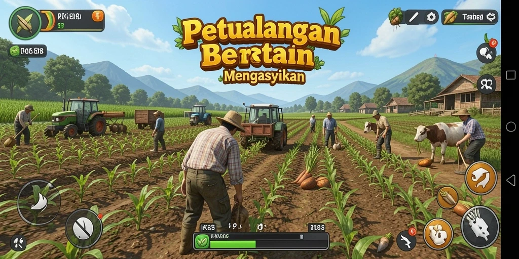 Gameplay RK88 menunjukkan keseruan bertani dan mengelola pertanian.