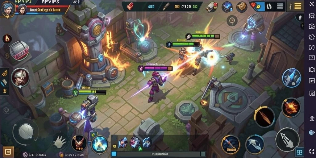 Tampilan gameplay seru dalam RPVIP3 yang memperlihatkan strategi tempur.