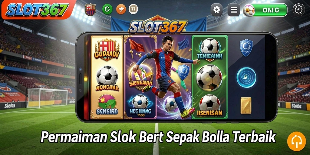 Screenshot utama menunjukkan gameplay seru bertema sepak bola.