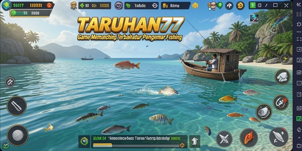 Tampilan gameplay realistis dalam TARUHAN77 dengan berbagai ikan menarik.