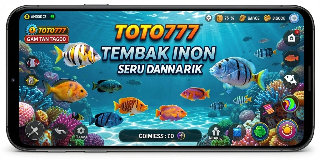 Screenshot gameplay TOTO777 menampilkan aksi tembak ikan yang seru.