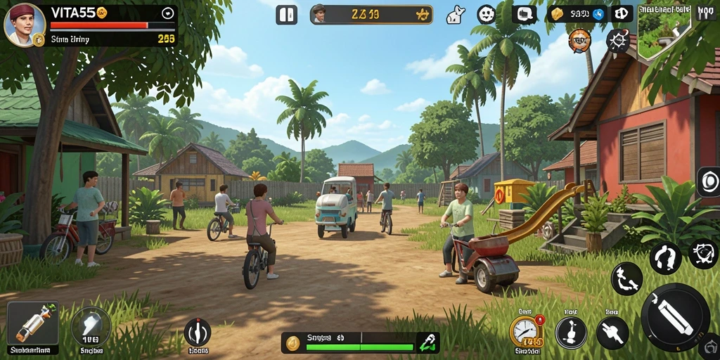 Tampilan screenshot utama VITA555 menunjukkan keseruan gameplay simulation.