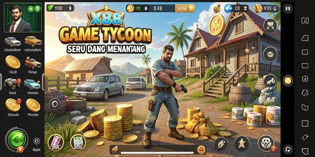 Tampilan gameplay X88 dengan elemen Tycoon yang menarik.